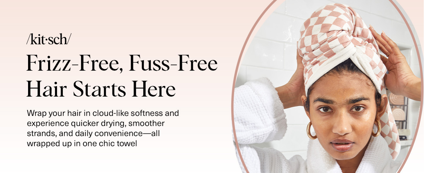 Kitsch XL Microfiber Hair Towel Wrap for Women - Microfiber Towel, Super Absorbent, Quick Dry, Anti-Frizz - for Long & Short Hairs, Turbans for Women