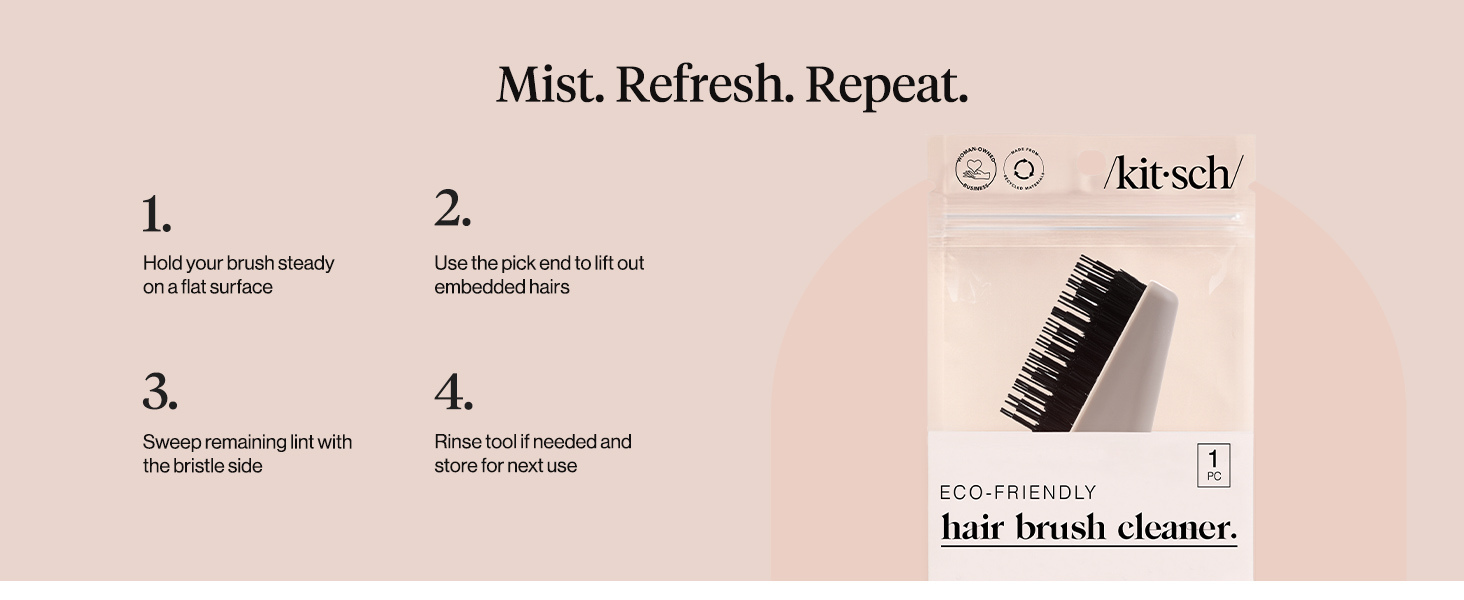 Kitsch Hair Brush Cleaner Tool | Double-Sided 2-in-1 Brush Cleaner for Hair Brushes & Combs | Eco-Friendly Cleaning Tool with Pick & Bristles, Perfect Gifts for Women | Hair Stylist Essentials