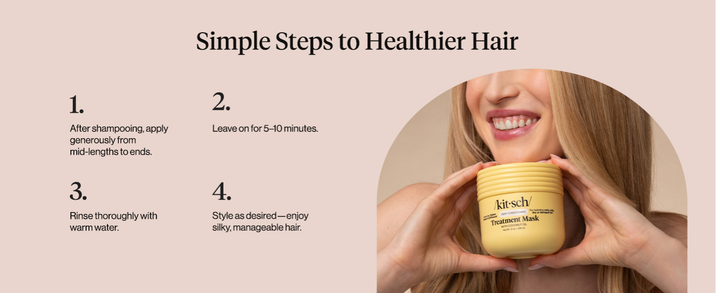 Kitsch Deep Conditioning Hair Mask &ndash; Moisturizing Hair Mask for Damaged Hair with Coconut Oil &ndash; Hydrating, Strengthening & Frizz-Reducing Hair Care Treatment for Curly, Coily & All Hair Types - 295 mL