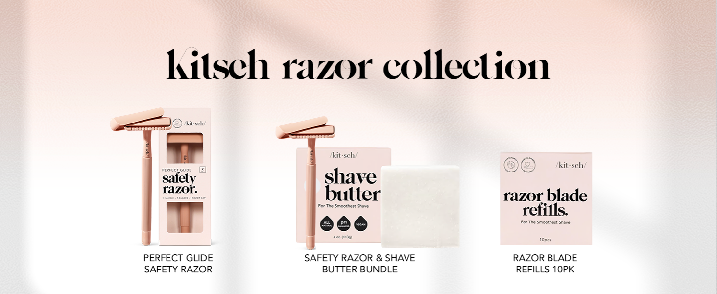 Kitsch Double Edge Razor Blades Refills – Safety Razor Blades for Smooth, Comfortable Shave – Stainless Steel Razor Refills for Safety Razors, Plastic-Free & Sustainable Shaving Blades - 10 Count