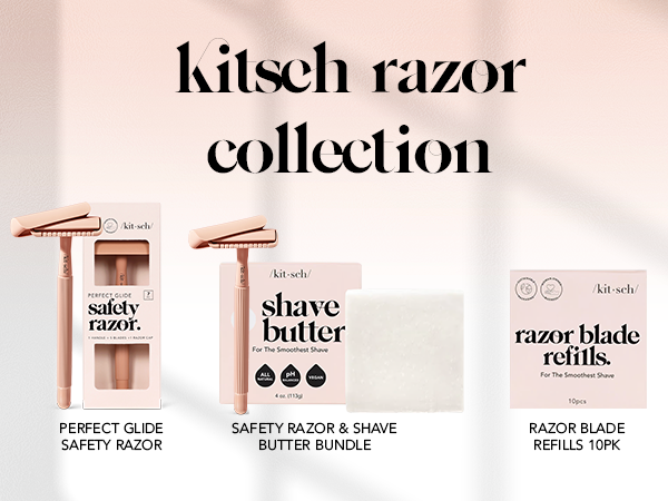 Kitsch Double Edge Razor Blades Refills – Safety Razor Blades for Smooth, Comfortable Shave – Stainless Steel Razor Refills for Safety Razors, Plastic-Free & Sustainable Shaving Blades - 10 Count