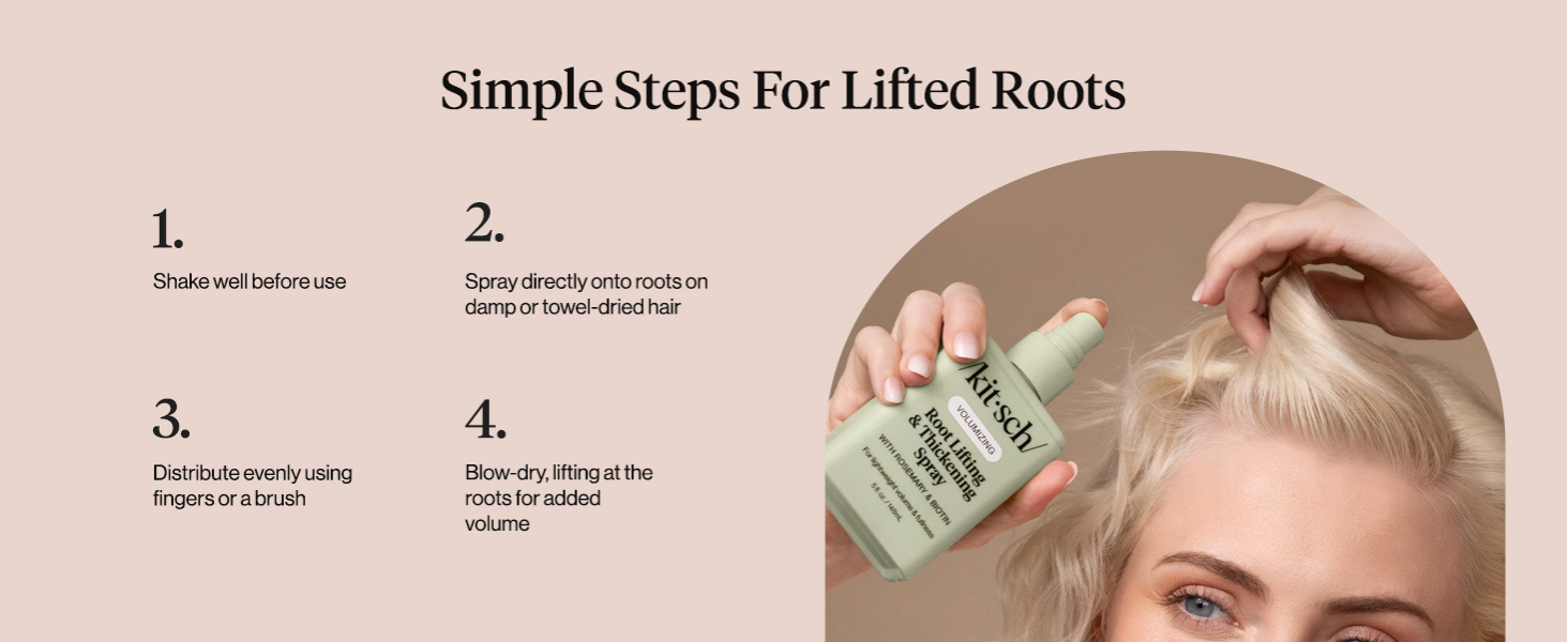Kitsch Root Lifting Spray for Fine Hair - Thickening Hair Spray With Rosemary and Biotin | Lightweight Volumizing Spray for Instant Lift and Fullness | Adds Volume, Natural Hold - 148mL