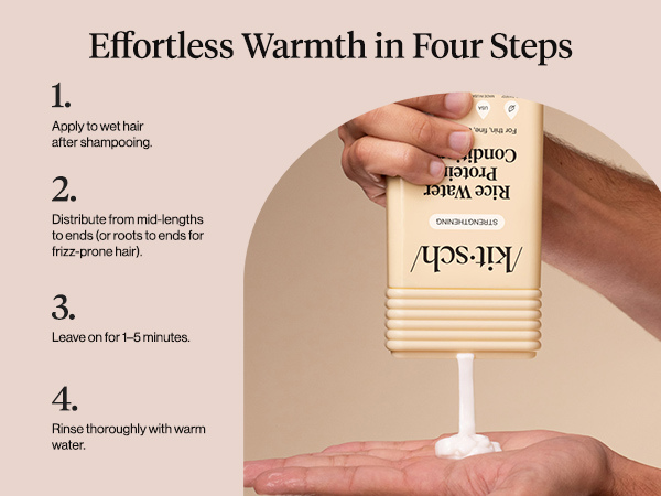 Kitsch Strengthening Rice Water Protein Conditioner for Women & Men &ndash; Hair Care for Thin, Fine & Damaged Hair, Boosts Shine & Volume &ndash; Paraben, Phthalates & Silicone Free