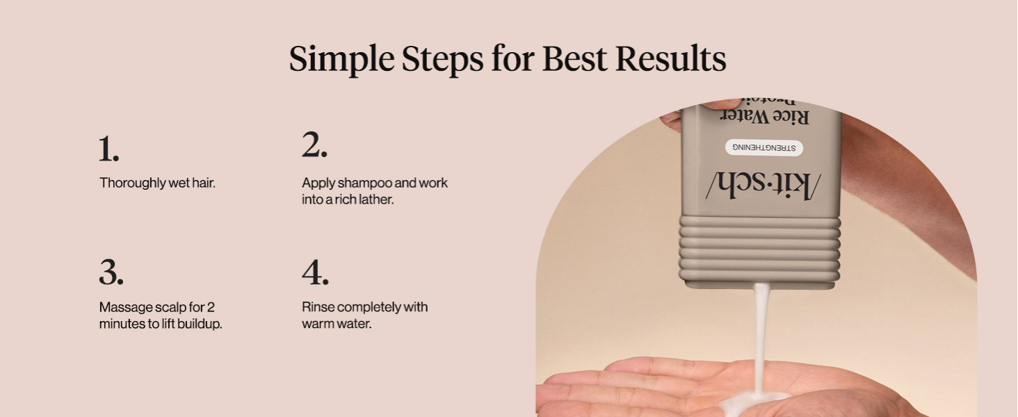 Kitsch Strengthening Rice Water Protein Shampoo for Men & Women &ndash; Hair Growth Shampoo & Volumizing Hair Care for Thin, Fine & Damaged Hair &ndash; Paraben, Phthalates & Silicone Free