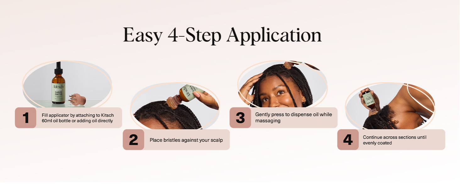 Kitsch Scalp & Hair Oil Applicator &ndash; Stainless Steel Bristles Scalp Oil Applicator for Even Distribution, Mess-Free Oiling & Head Massager Scalp &ndash; Precision Hair Care Tool for Roots & All Hair Types