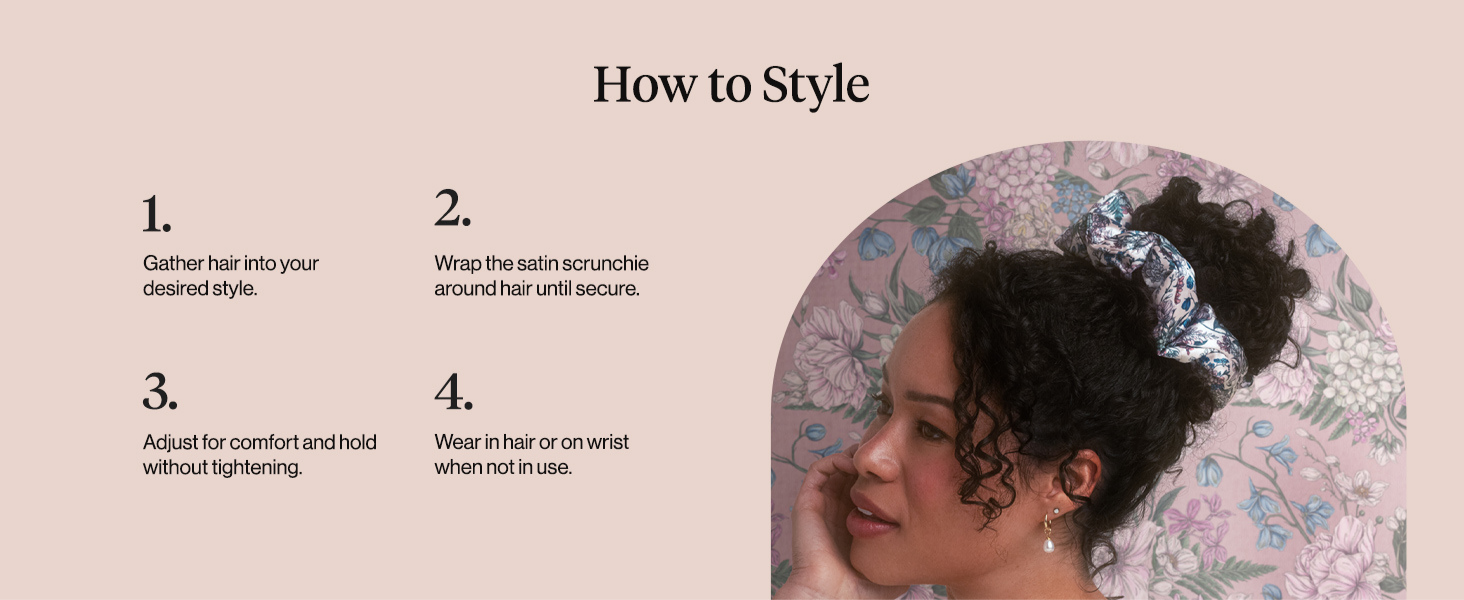 Bridgerton x Kitsch Satin Scrunchies for Women, No Snag, No Tugging, Soft & Comfortable Scrunchies for Girls, Perfect for Day or Night | Ideal Gifts for Women - Toile De Blue, 2pcs