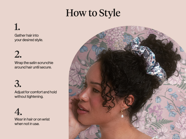 Bridgerton x Kitsch Satin Scrunchies for Women, No Snag, No Tugging, Soft & Comfortable Scrunchies for Girls, Perfect for Day or Night | Ideal Gifts for Women - Toile De Blue, 2pcs