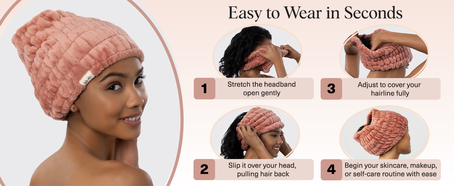 Kitsch Spa Headband - Extra Wide Makeup Headband for Washing Face | Multi Purpose Skincare Headbands | Facial Headband & Hair Band For Washing Face | Face Wash Headbands for Women Makeup (DustyRose)