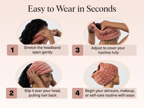 Kitsch Spa Headband - Extra Wide Makeup Headband for Washing Face | Multi Purpose Skincare Headbands | Facial Headband & Hair Band For Washing Face | Face Wash Headbands for Women Makeup (DustyRose)