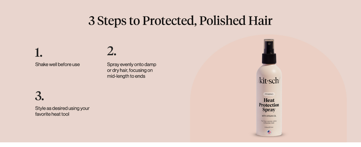 Kitsch Heat Protection Spray for Hair &ndash; Heat Protectant for Hair with Argan Oil &ndash; Styling Hair Spray for Frizz Control, Shine & Damage Protection &ndash; Protects Strands | Ideal Gifts for Women