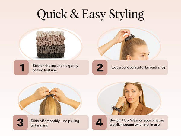 Kitsch Ultra-Petite Satin Scrunchies for Women - No Crease, Frizz-Free Sleep | Softer Than Silk Scrunchies Gentle On Hair Scrunchies for All Hair Types | Stylish Hair Accessories - Eucalyptus, 6pcs