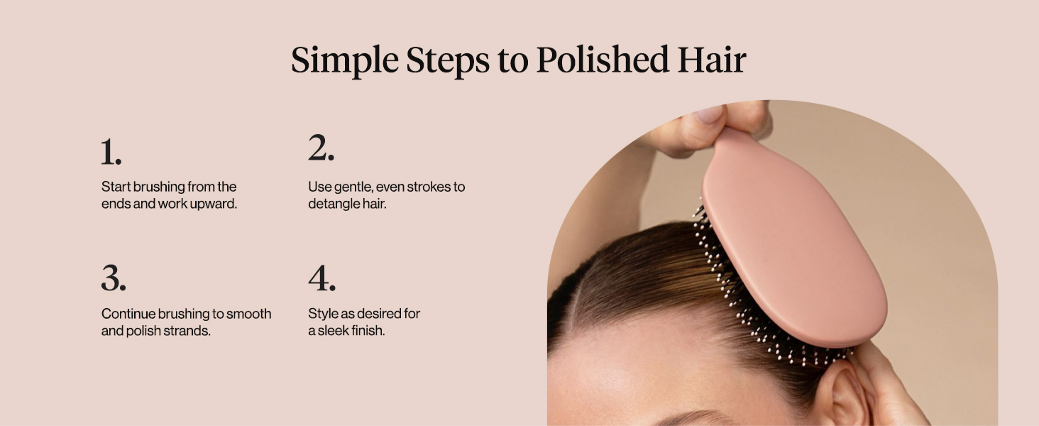 Kitsch Smooth & Polish Brush &ndash; Dual Bristle Detangler Brush, Shine & Frizz Control &ndash; Vegan Boar & Nylon Hair Brush with Cushioned Pad for Scalp Massage &ndash; Hair Care Tool for All Hair Types - Terracotta