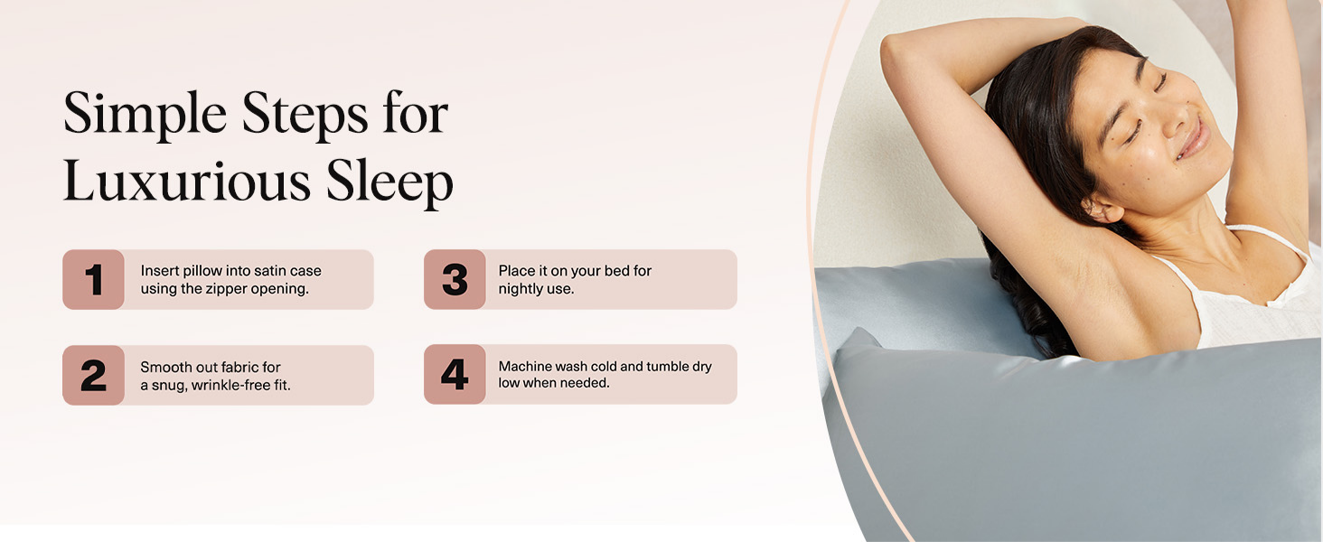 Kitsch Satin Pillowcase with Zipper for Hair & Skin - Softer Than Silk Pillow Cases, Smooth Cooling Satin Pillow Case, Wrinkle-Free, Machine Washable - Pillow Cases Standard Size (66x48 cm) - Haze Blue