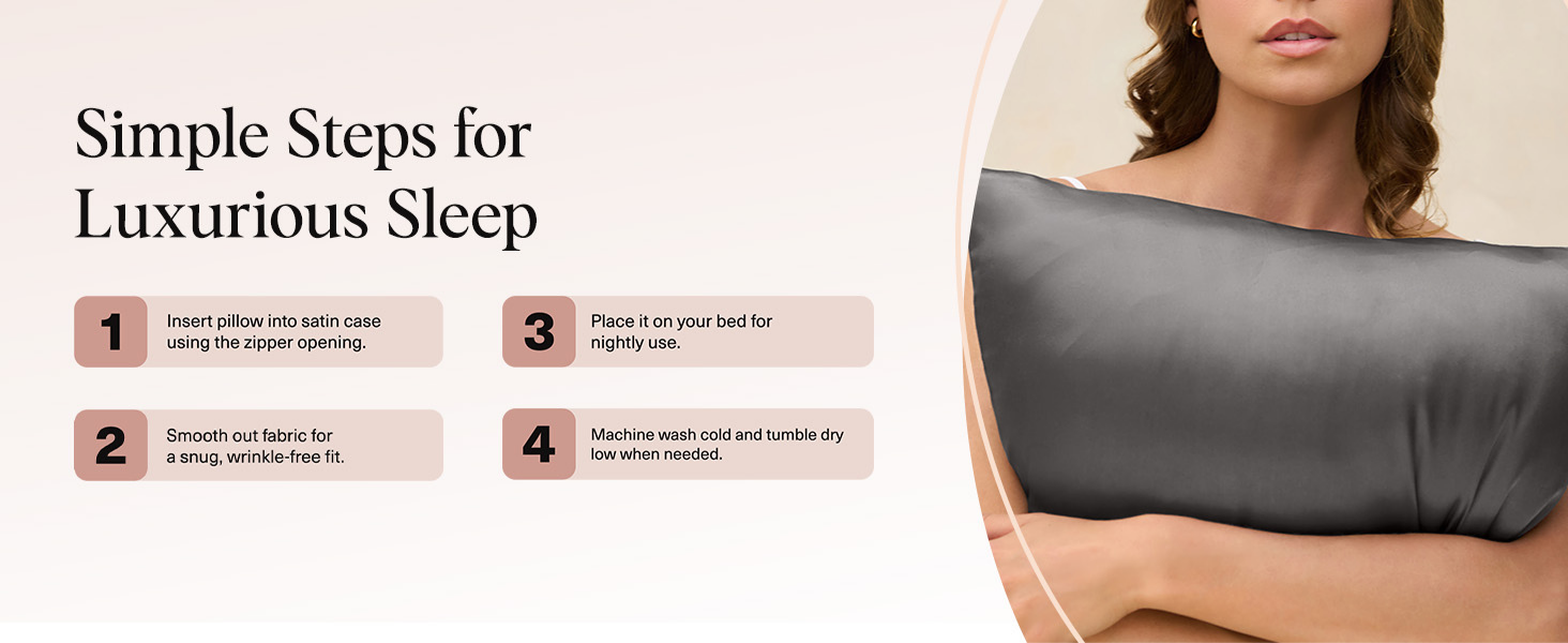 Kitsch Satin Pillowcase with Zipper for Hair & Skin - Softer Than Silk Pillow Cases, Smooth Cooling Satin Pillow Case, Wrinkle-Free, Machine Washable - Pillow Cases Standard Size (66x48 cm) - Charcoal