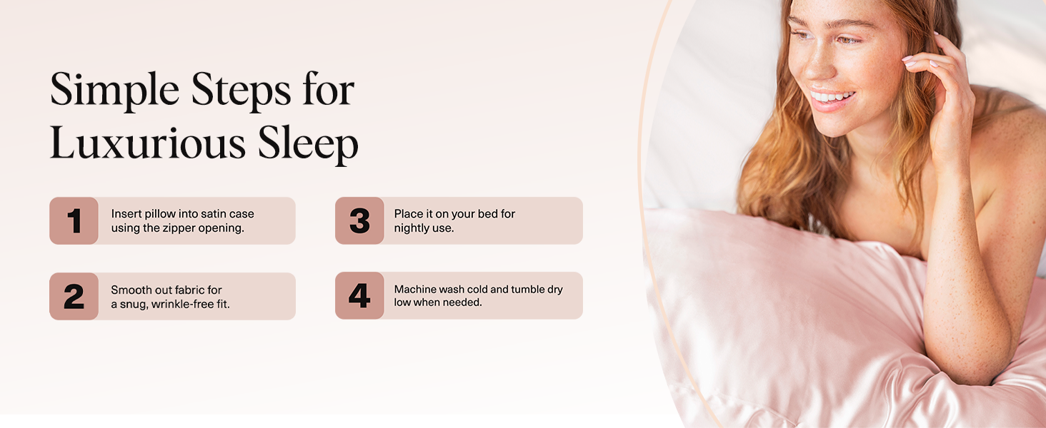 Kitsch Satin Pillowcase with Zipper for Hair & Skin - Softer Than Silk Pillow Cases, Smooth Cooling Satin Pillow Case, Wrinkle-Free, Machine Washable - Pillow Cases Standard Size (66x48 cm) - Blush