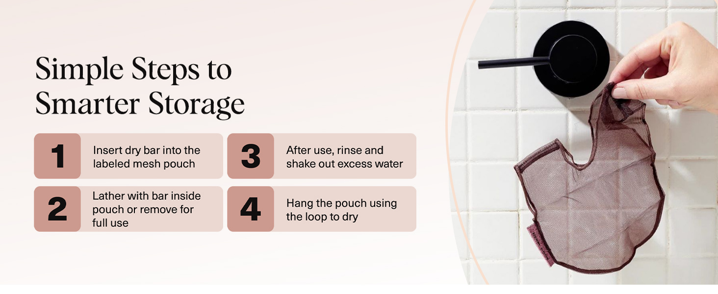 Kitsch Bar Soap Saver Pouch &ndash; Patented Mesh Soap Bag for Shampoo and Conditioner Bars - Extends Use & Prevents Soggy Mess - Recycled Beauty Bar Bag, Eco-Friendly - Chocolate