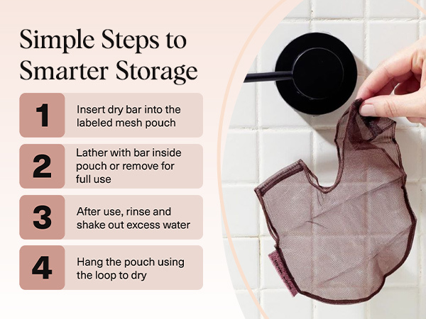 Kitsch Bar Soap Saver Pouch &ndash; Patented Mesh Soap Bag for Shampoo and Conditioner Bars - Extends Use & Prevents Soggy Mess - Recycled Beauty Bar Bag, Eco-Friendly - Chocolate