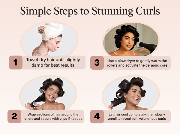 Kitsch Ceramic Hair Rollers for Women &ndash; Self Grip Hair Curlers for Heatless Curl Overnight, Long Lasting Frizz-Free Curls Volumizing Large Rollers for All Hair Types - Black, 8 count (Pack of 1)