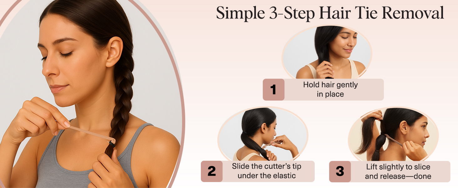 Kitsch Elastic Hair Tie Cutter Tool &ndash; Gentle, No Pull For Easy Elastic Bands For Hair Removal | Hair Rubber Bands Cutter | Ideal Gifts for Women &ndash; Multicolor, 3pc Set