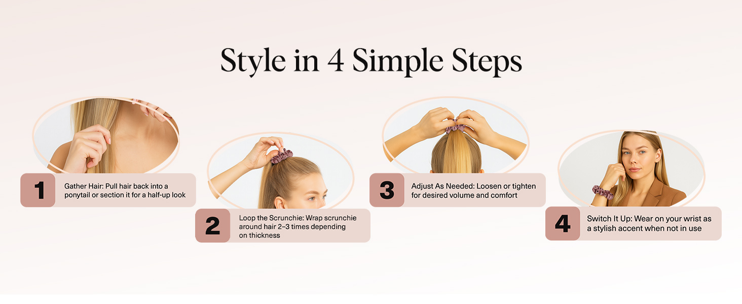 Kitsch Satin Scrunchies for Women - No Crease Hair Ties for Girls | Scrunchies For All Hair Types and Textures, Perfect for Day or Night | Ideal Gifts for Women - 6 Pcs, Terracotta