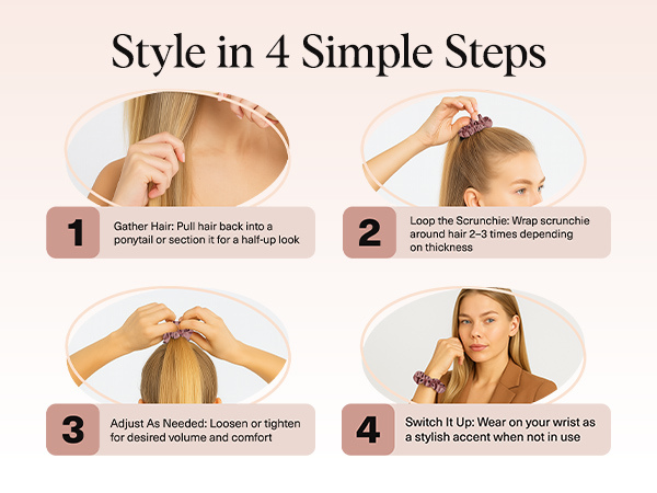 Kitsch Satin Scrunchies for Women - No Crease Hair Ties for Girls | Scrunchies For All Hair Types and Textures, Perfect for Day or Night | Ideal Gifts for Women - 6 Pcs, Terracotta