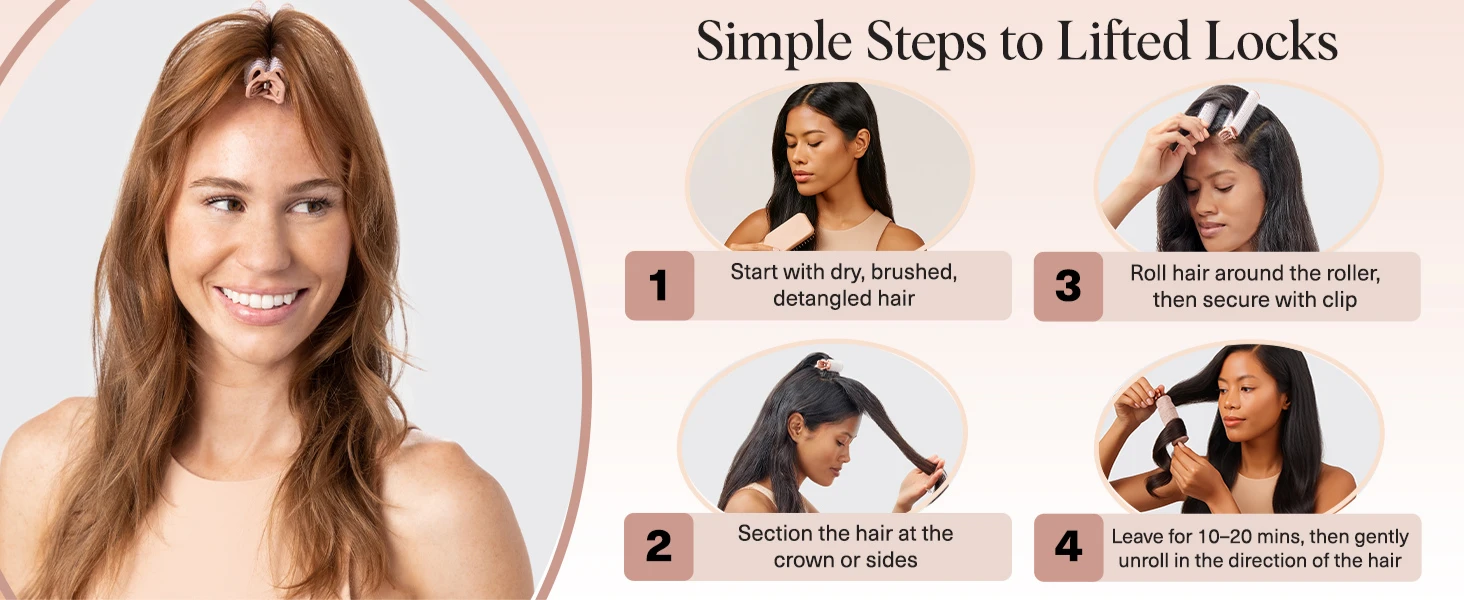 Kitsch Volumizing Hair Clips for Women - Hair Rollers for Volume & Curls - Volumizing Hair Products, Hair Roller Clips for Effortless Curls That Last - 2pc, Terracotta