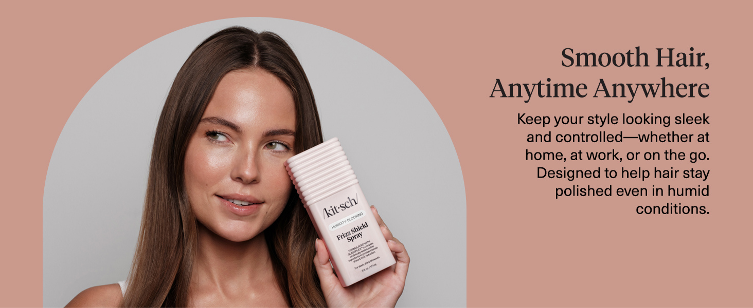 Kitsch Frizz Shield Hair Spray - Frizz Control Hairspray for Smooth, Glass-Like Finish | Lightweight Heat Protectant Hair Care with Argan Oil, No Heavy Residue | Anti Humidity Spray for Hair
