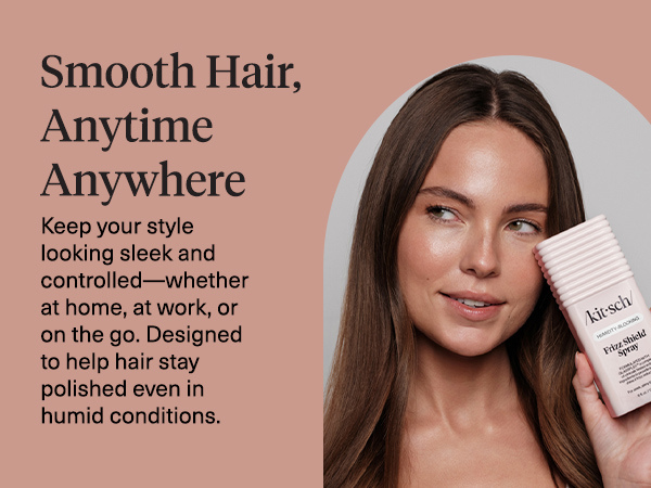 Kitsch Frizz Shield Hair Spray - Frizz Control Hairspray for Smooth, Glass-Like Finish | Lightweight Heat Protectant Hair Care with Argan Oil, No Heavy Residue | Anti Humidity Spray for Hair
