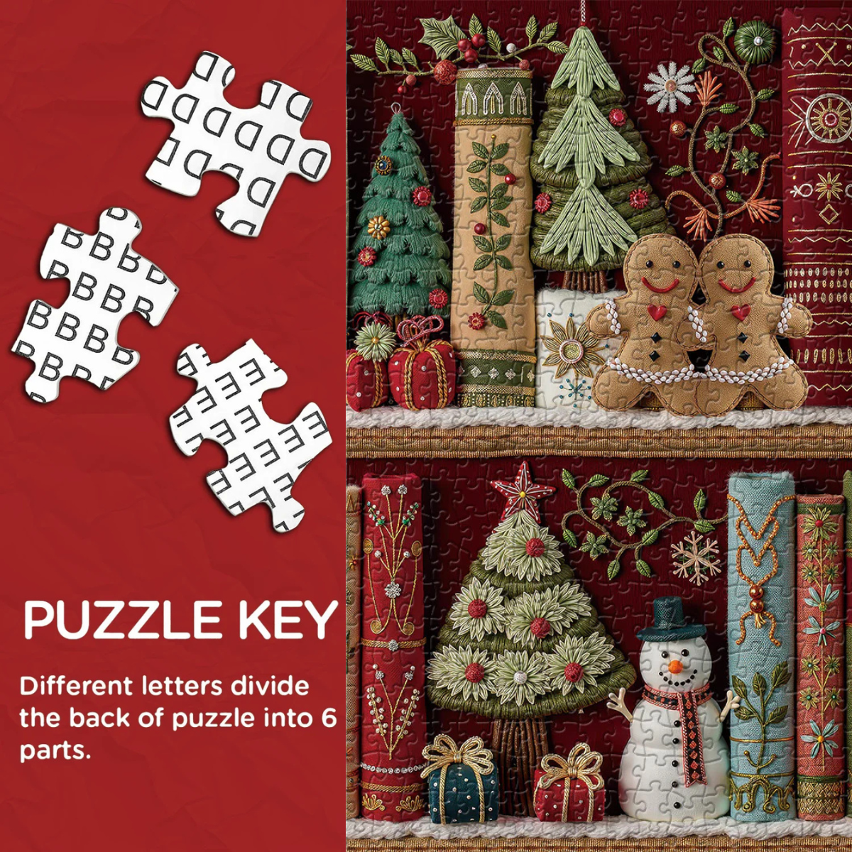 Cozy Christmas Bookshelf Jigsaw Puzzle 1000 Pieces