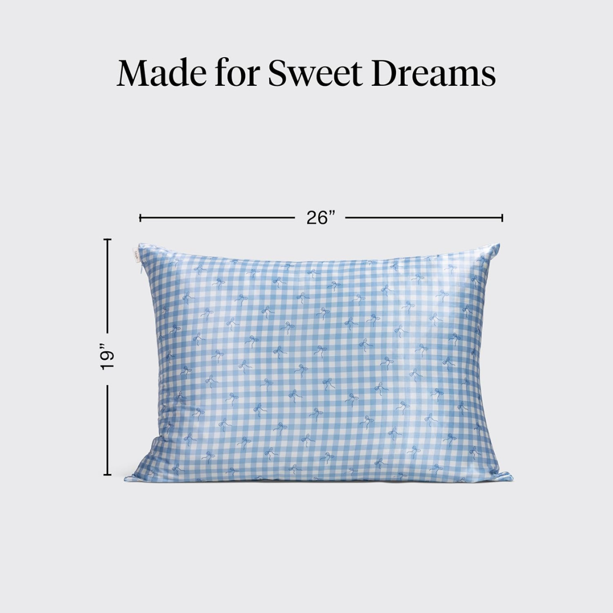 Kitsch Satin Pillowcase with Zipper - Standard Size, Gingham Blue | Softer Than Silk Pillow Cases, Smooth Cooling Satin Pillow Case for Hair and Skin, Wrinkle-Free, Machine Washable