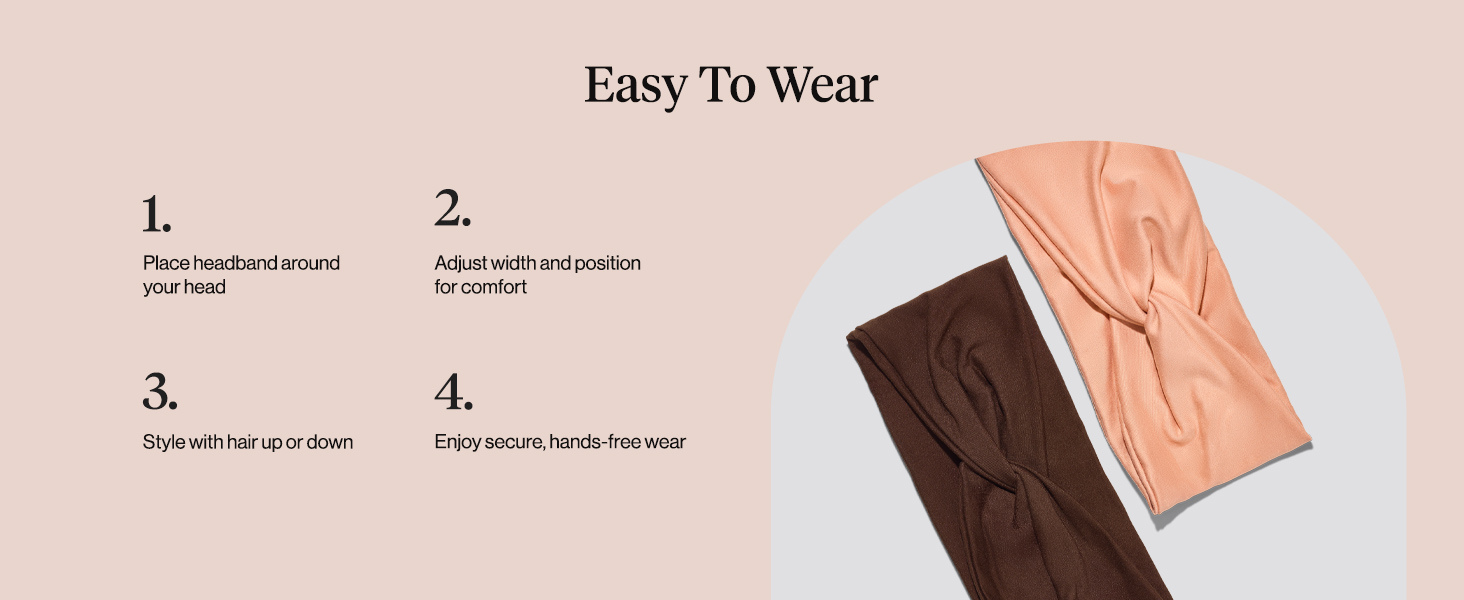 Kitsch Wide Headbands for Women Non Slip - Rosewood, 2pcs - Running Headbands for Girls, Ideal for Working Out, Yoga, Gym, or Lounging – Stretchy Head Bands – Fashion Hair Accessories