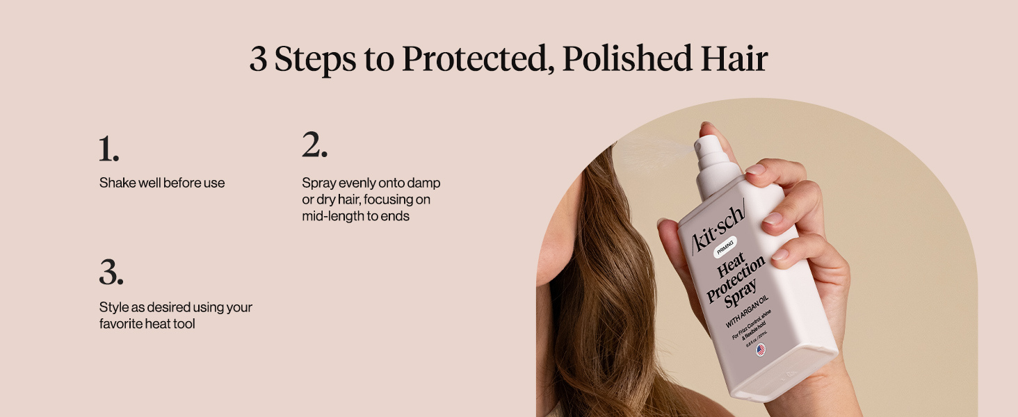 Kitsch Heat Protection Spray for Hair &ndash; Heat Protectant for Hair with Argan Oil &ndash; Styling Hair Spray for Frizz Control, Shine & Damage Protection &ndash; Protects Strands | Ideal Gifts for Women