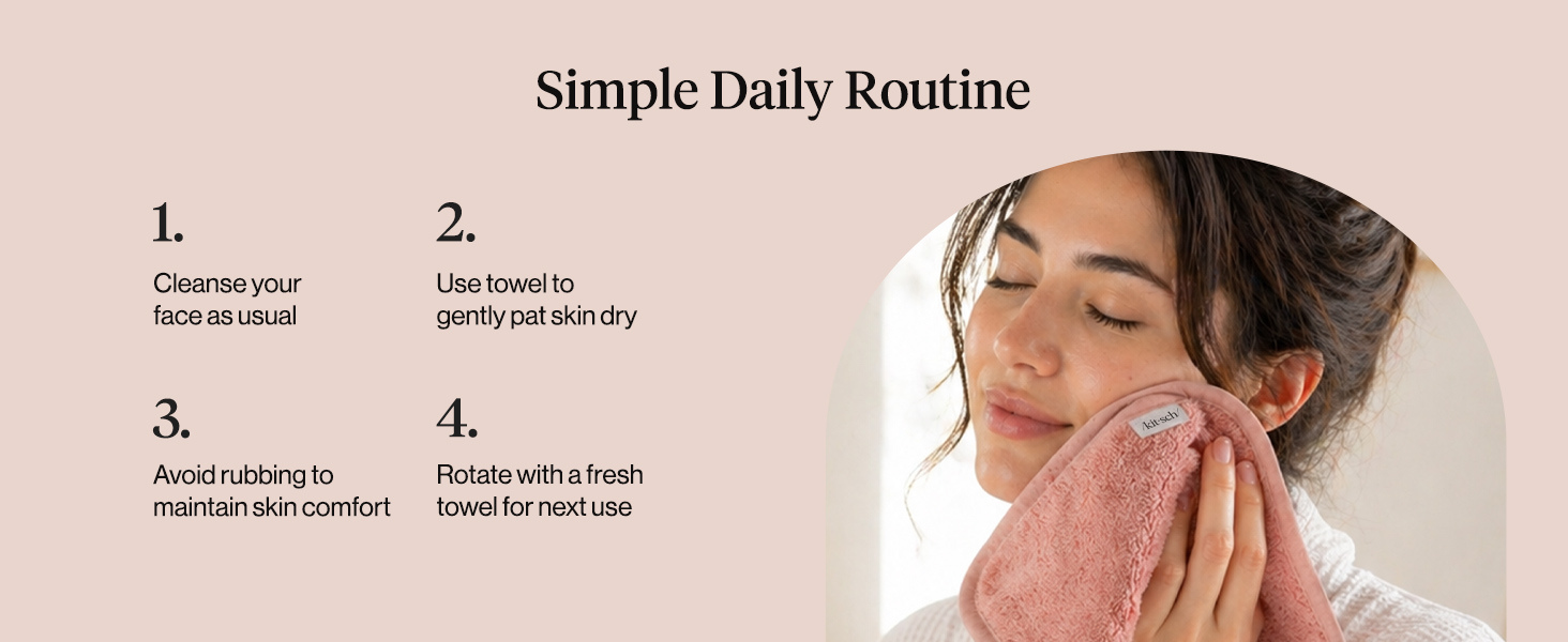 Kitsch Microfiber Face Towels 3pc Set | Clean Towels for Face - Terracotta, Reusable Microfiber Face Cloth for Daily Use, Facial Towel, Gentle Cleanse Face Wipes Alternative, Absorbent Quick Dry Cloths