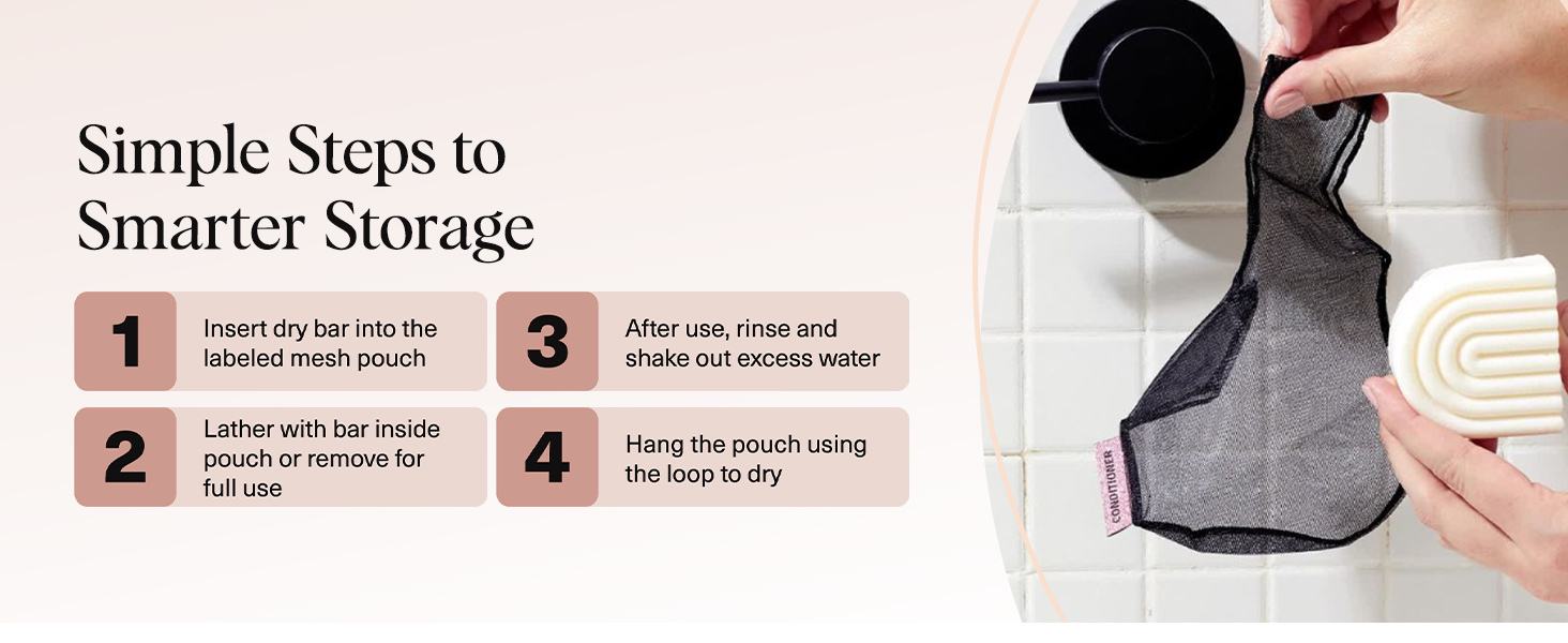 Kitsch Soap Saver Bag &ndash; Patented Mesh Bag Soap Holder &ndash; Black - for Shampoo and Conditioner Bars &ndash; Extends Use & Prevents Soggy Mess &ndash; Recycled Beauty Mesh Pouch, Eco-Friendly