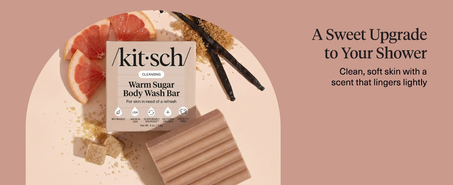 Kitsch Warm Sugar Body Wash Bar Soap for Women – Made in USA - 113g