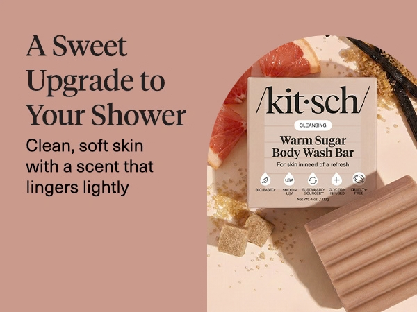 Kitsch Warm Sugar Body Wash Bar Soap for Women – Made in USA - 113g