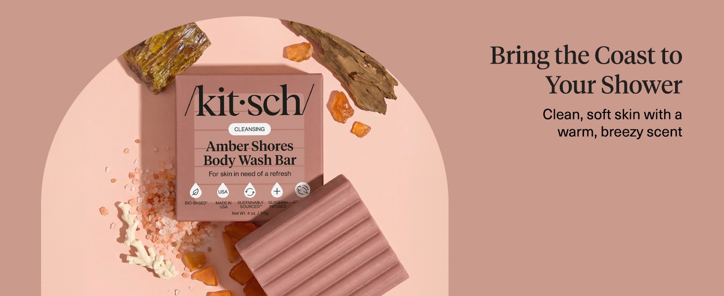 Kitsch Amber Shores Body Wash Bar Soap - Made in USA - 113g