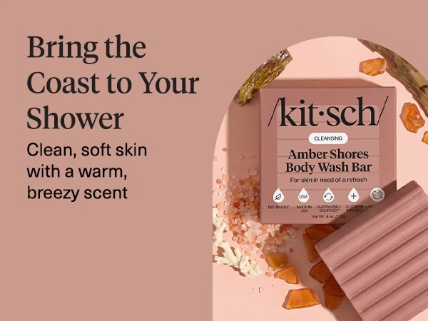 Kitsch Amber Shores Body Wash Bar Soap - Made in USA - 113g
