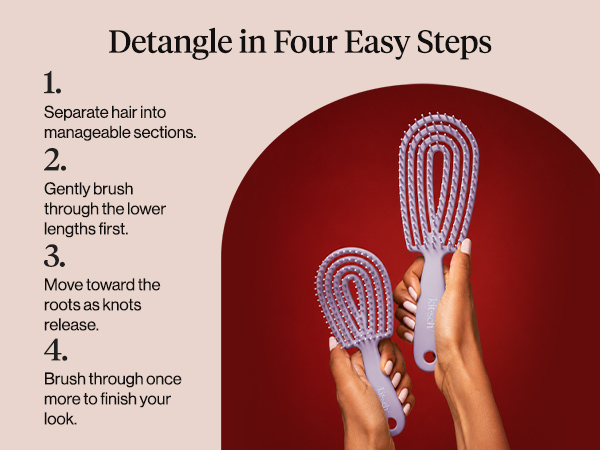Kitsch Flexi Flow Duo Detangler Brush, Hair Brushes For Women - Soft Violet Brush Detangler for Women, Men & Kids, Curly Hair Brush w/ Bendable Frame, Bounce Curl Defining Brush for Wet or Dry Strands