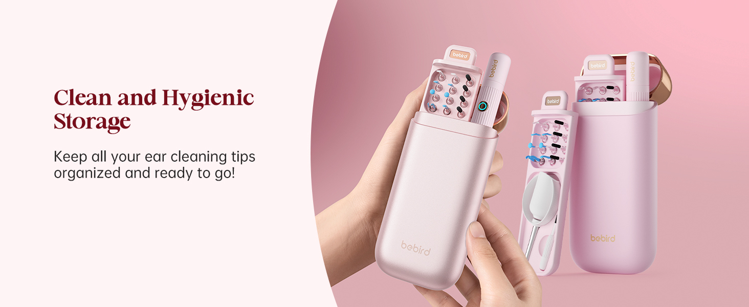 Bebird EarSight Plus Pink Ear Wax Removal Tool Camera, Ear Cleaning Kit with Flexible Visual Ear Camera Otoscope, Portable Wireless Painless Ear Cleaner with Earwax Remover Tweezers for Adults, Kids, Pets