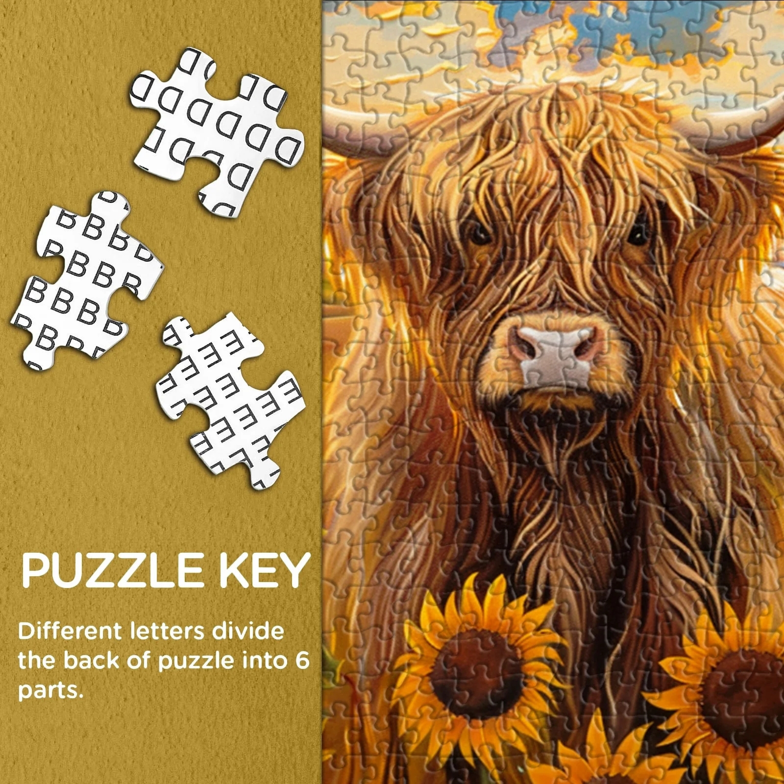 The puzzle's back features labeled sections for easy and organized assembly, ensuring a structured and engaging puzzling experience. Additionally, our missing piece replacement service provides peace of mind, offering a seamless completion process and a rewarding puzzling journey from start to finish.