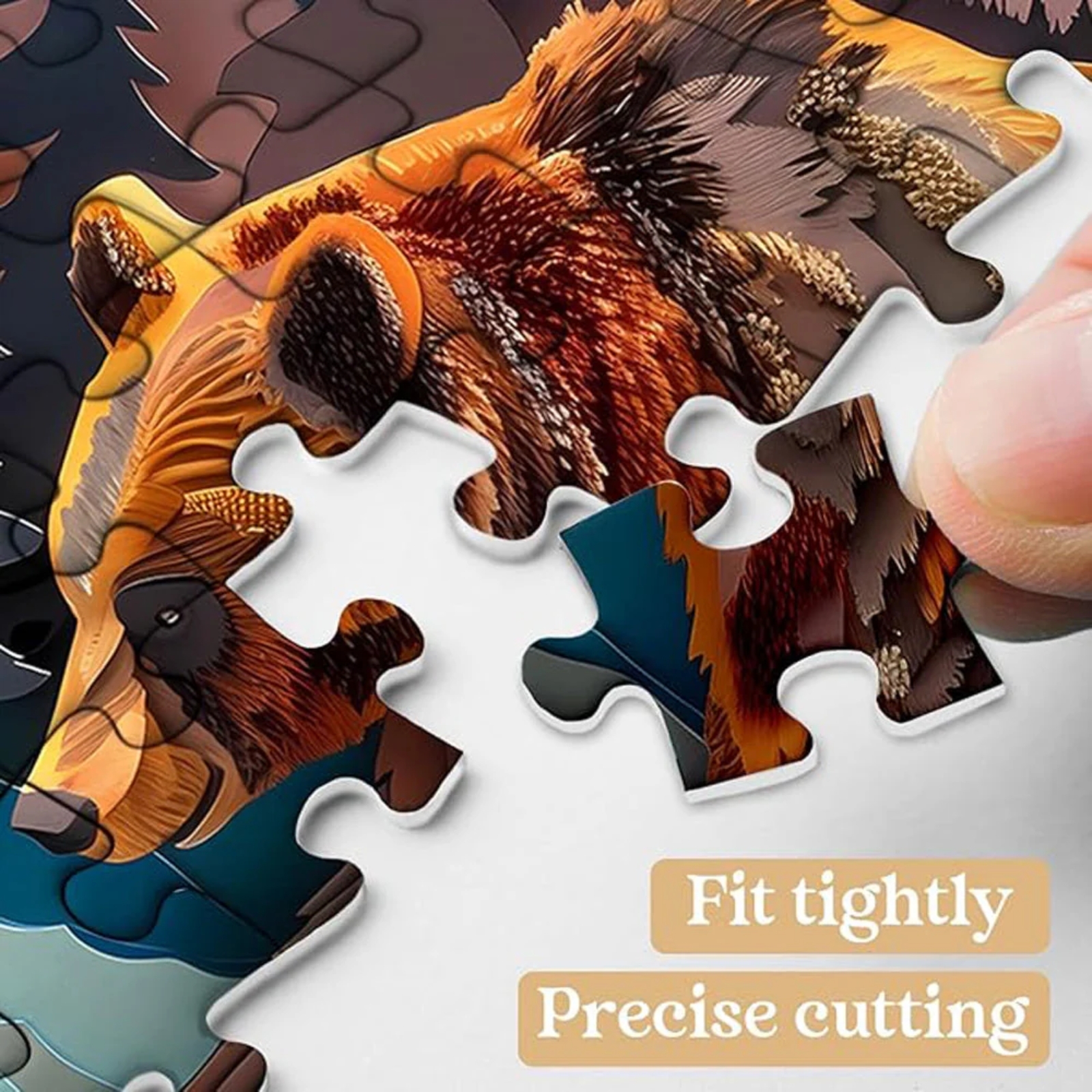 Bear's journey puzzles is printed on three layers of thick white cardboard, precision cutting and clear printing, features vivid color and smooth surface, also has the letters on the back, will help you complete the puzzle.