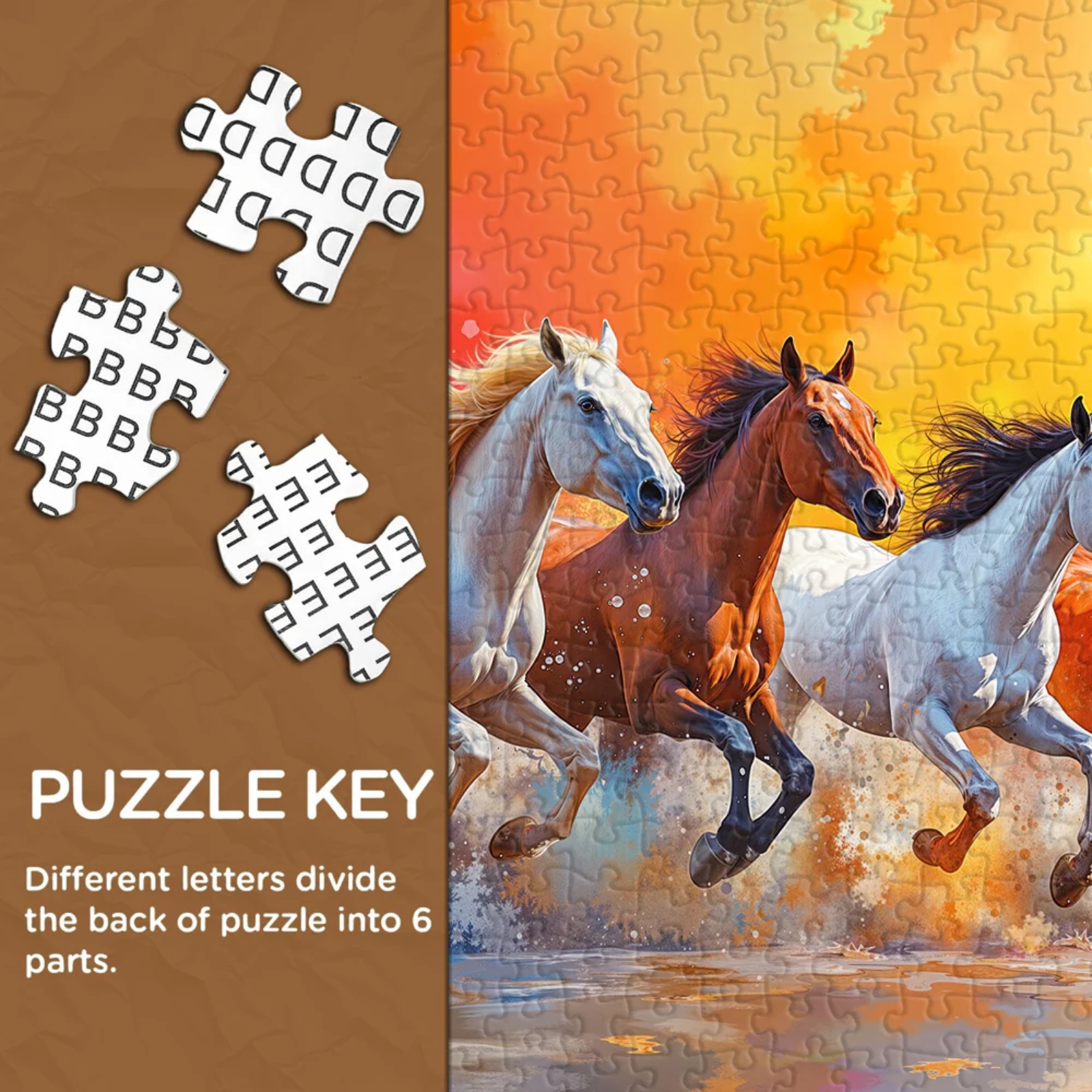 Rushing colors 1000 piece jigsaw puzzle for adults - Simplify your puzzling adventure! The back of the puzzle is cleverly divided into labeled sections for effortless organization. Enjoy our missing piece replacement service, ensuring a smooth and stress-free journey from beginning to end.