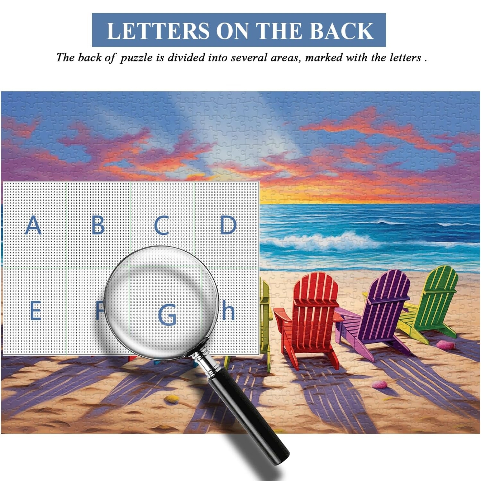 Beach Sunset 1000 Piece Jigsaw Puzzle for Adults: Letters on the back of the puzzle for easy sorting