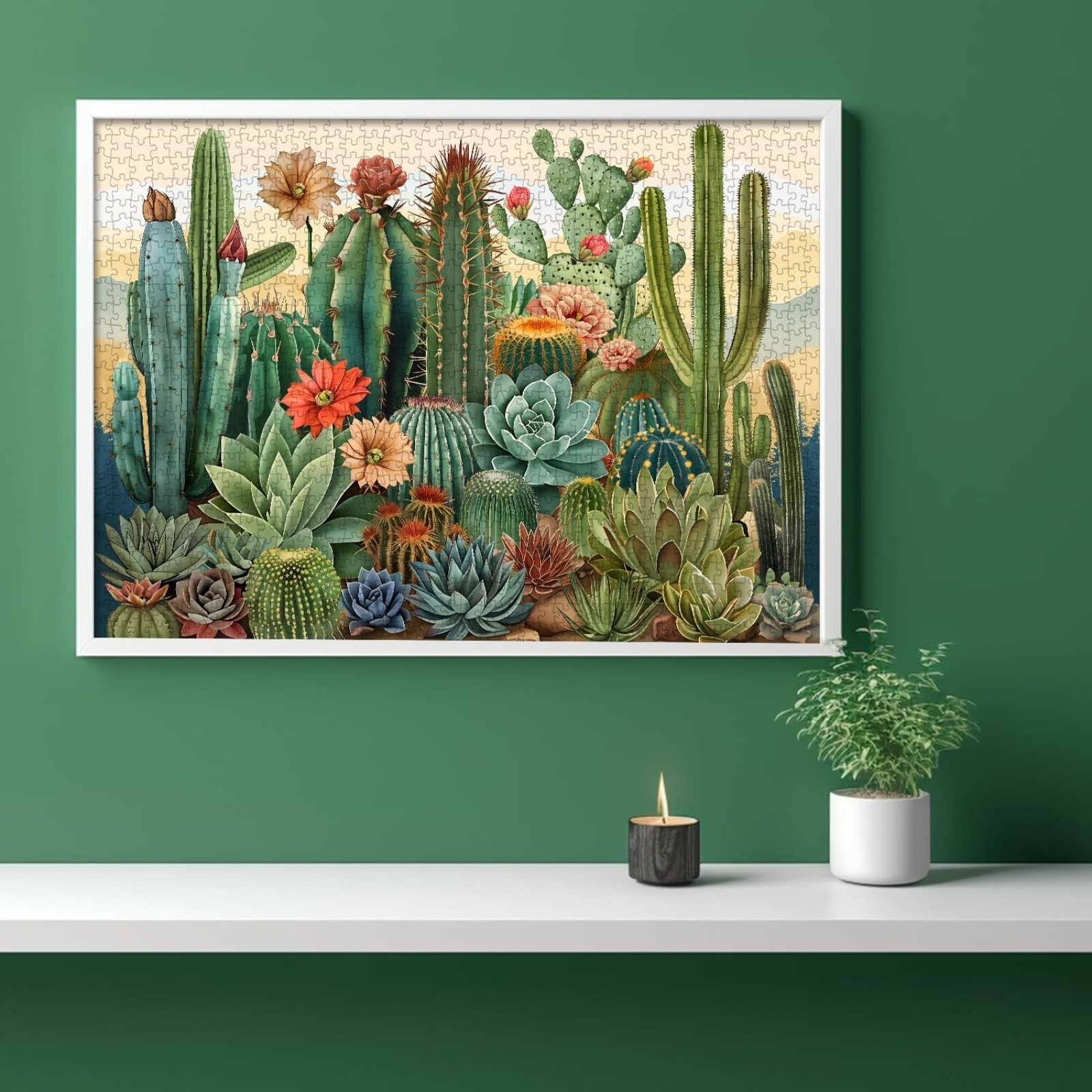 Vintage Cactus 1000 Piece Jigsaw Puzzle for Adults - Difficult Puzzle
