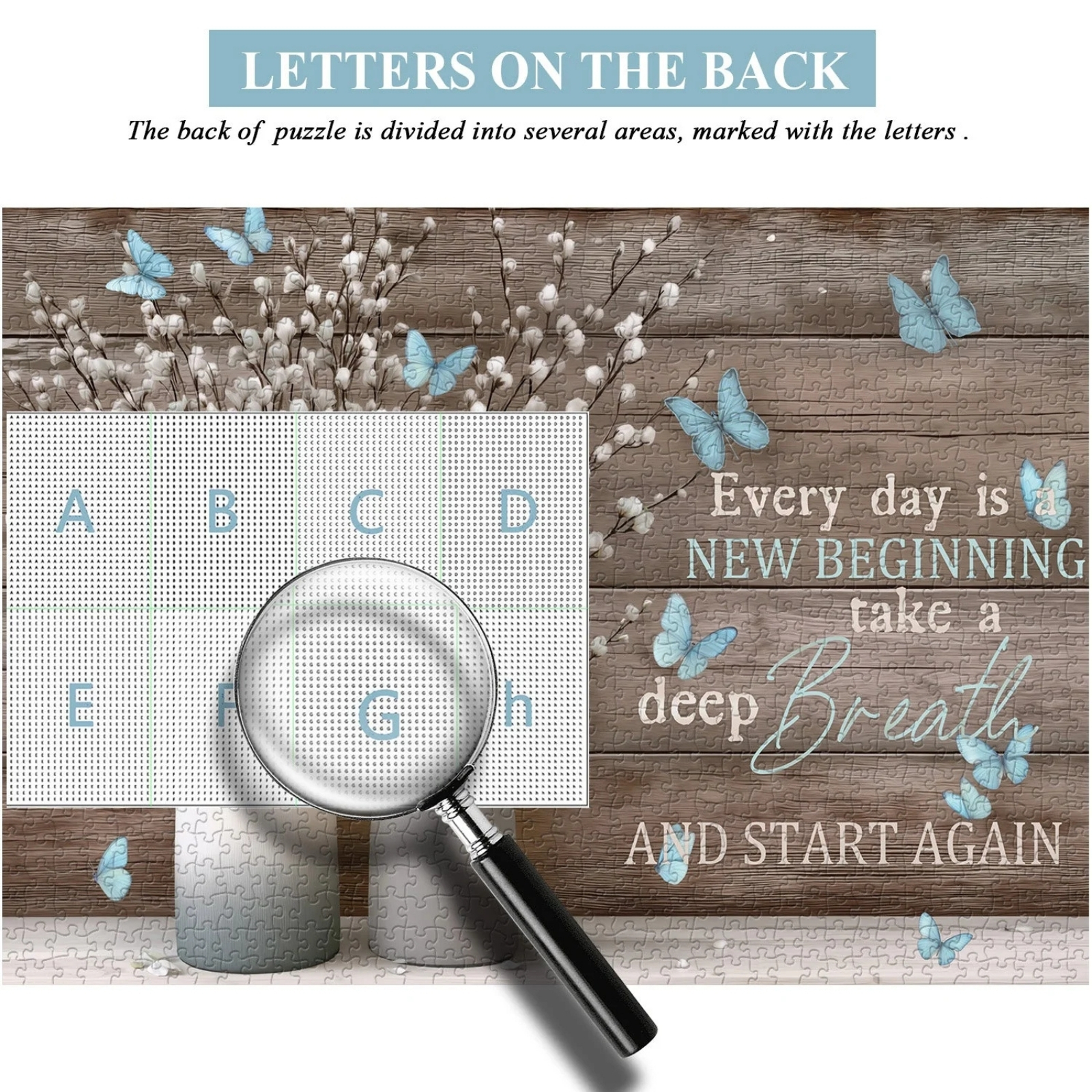 Inhale Newness 1000 Piece Jigsaw Puzzle for Adults - Letters on the back of the puzzle for easy sorting