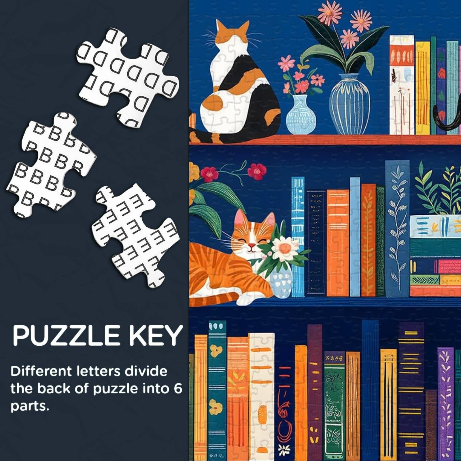 Whiskers & Books 1000 Piece Jigsaw Puzzle for Adults