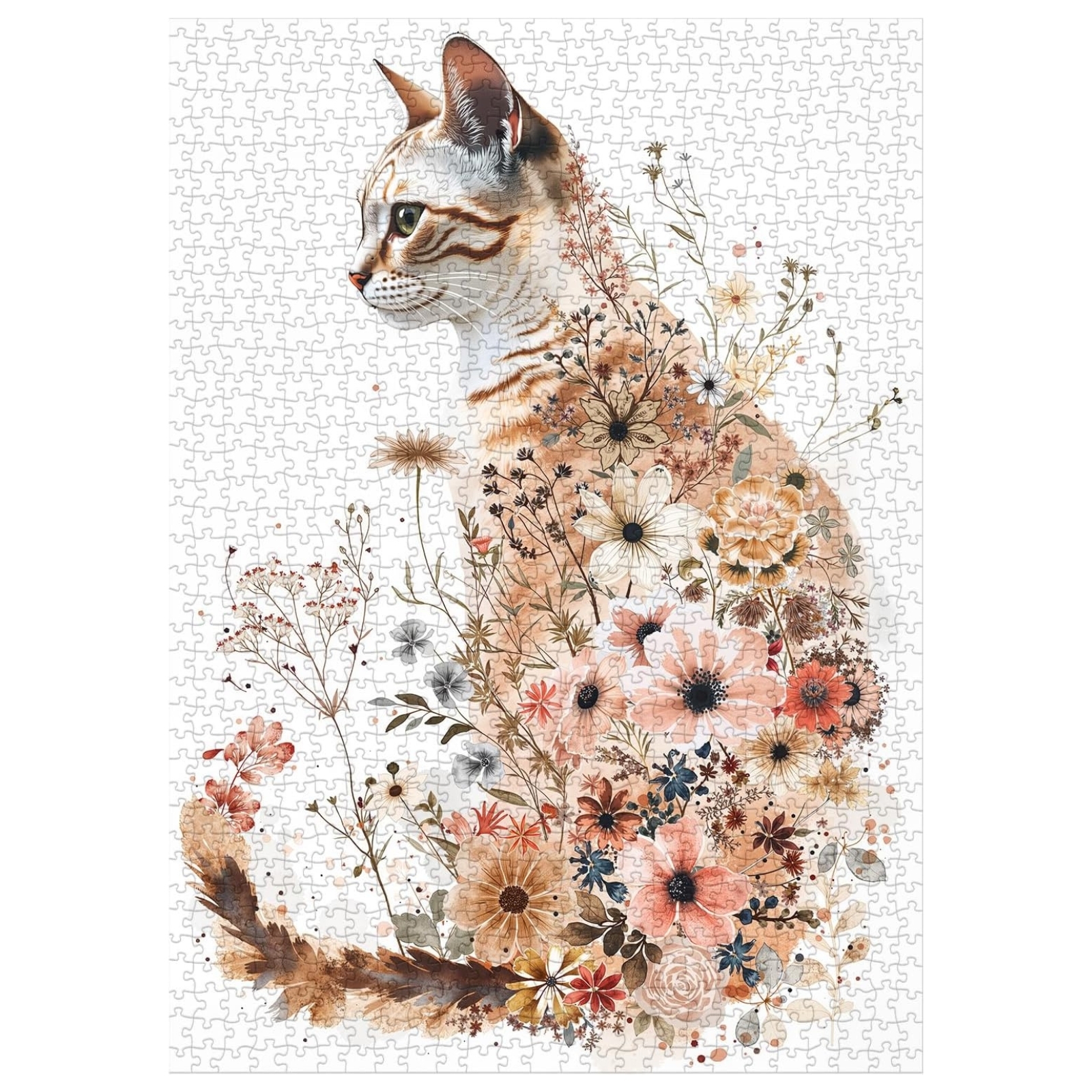 Flower Cat 1000 Piece Jigsaw Puzzle for Adults