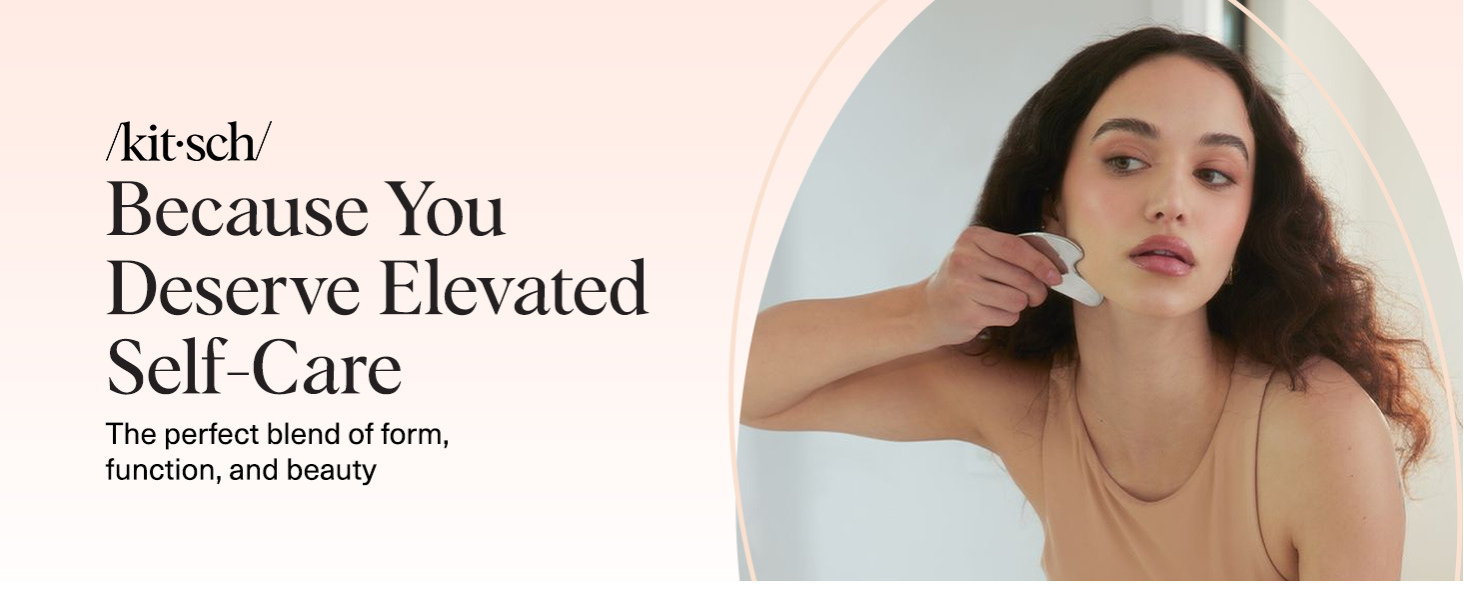 Kitsch Stainless Steel Gua Sha Facial Tools - Guasha Tool for Face, Face Sculpting Tool, Jawline Shaper, Double Chin Reducer, Body Gua Sha Tools, Lymphatic Drainage Massager, Facial Skin Care - Silver