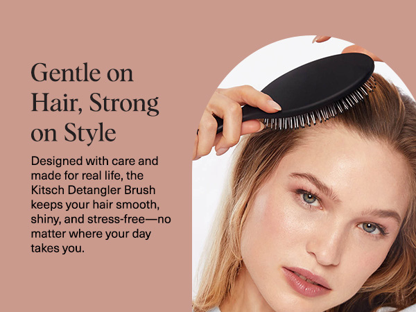 Kitsch Detangler Hair Brush for Wet and Dry Hair, Curly or Straight Hair, Detangling Brush with Flexible Hairbrush Bristles, Hair brushes for Women & Men, Adults & Kids, for Shower & Travel - Black